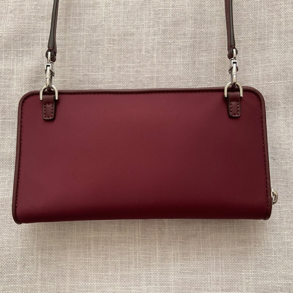 Michael Kors Burgundy Nylon & Leather Crossbody Shoulder Bag Clutch Wal… - Picture 8 of 16
